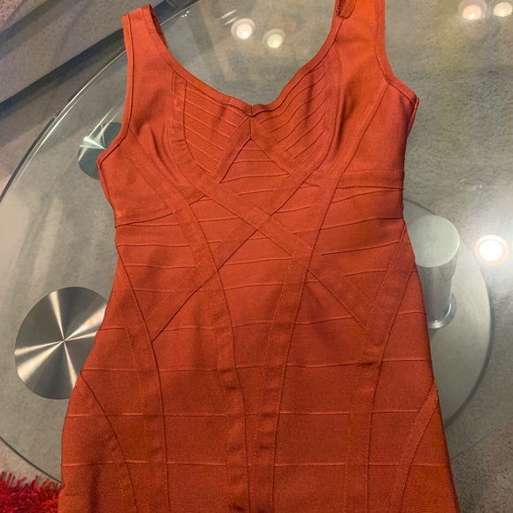 Rust Colored Bandage Mini Dress - Picture 3 of 4